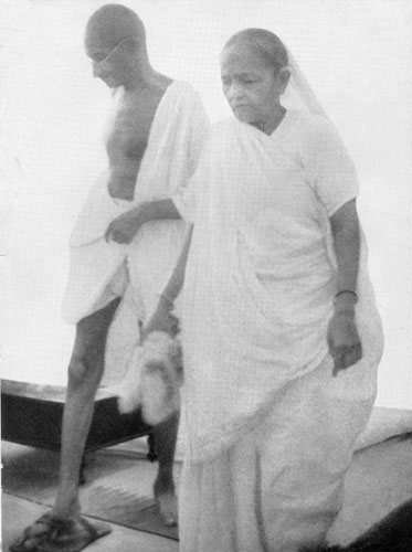 Kasturba and Mahatma Gandhi