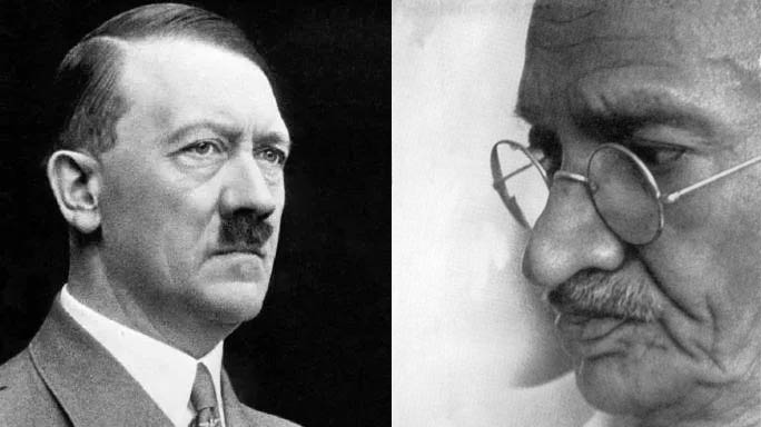 Mahatma Gandhi and Adolf Hitler