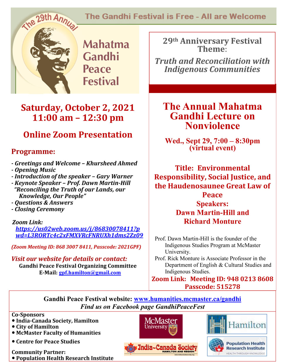 Gandhi Peace Festival 2021