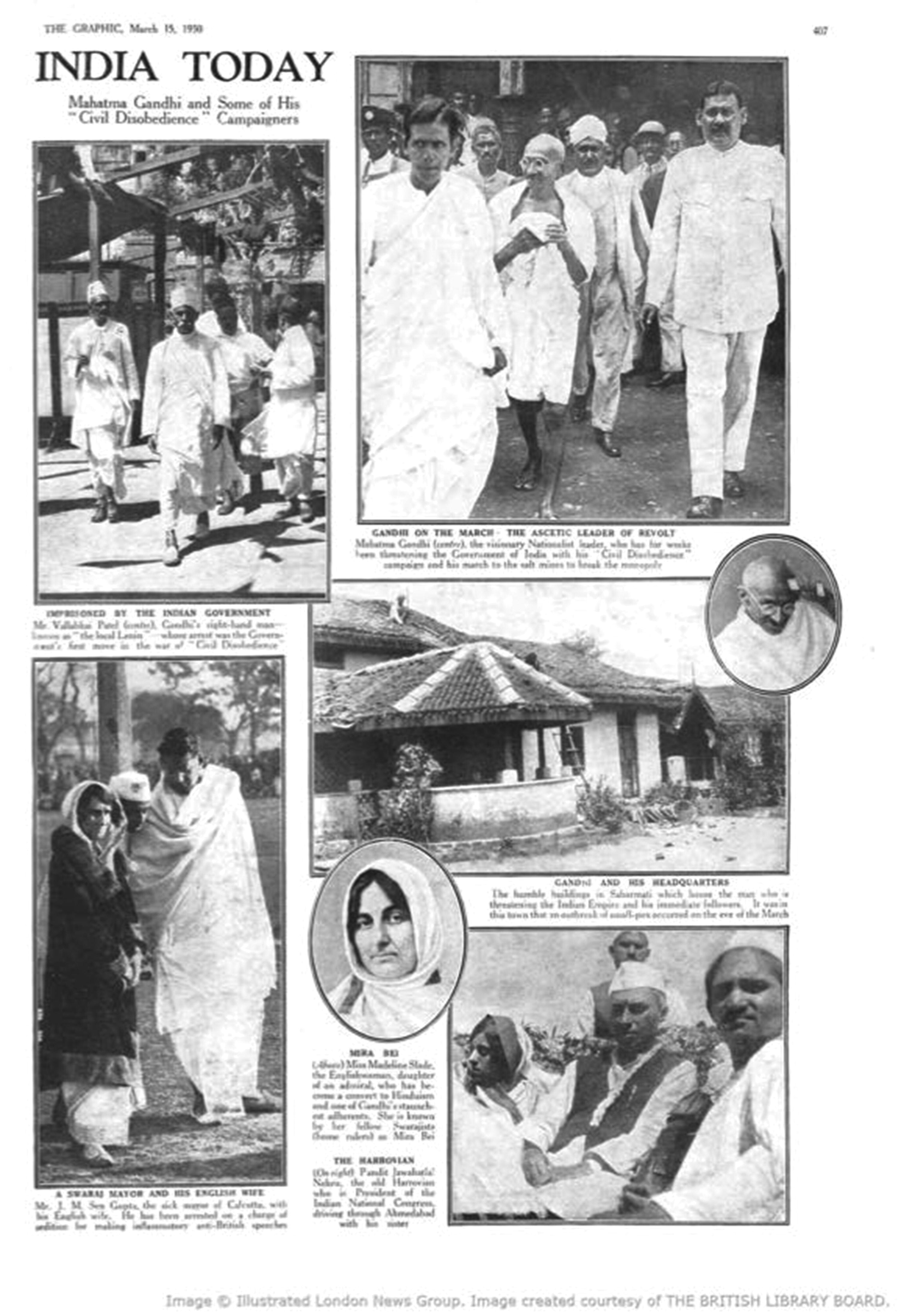 Gandhi depicted as the ‘ascetic leader of revolt’ Graphic, 15 March 1930