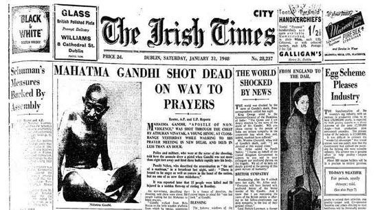 The Irish Times - Gandhi assassinated