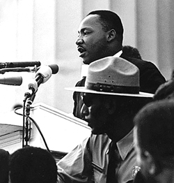 Martin Luther King, Jr. delivering 'I Have a Dream' at the 1963 Washington D.C. Civil Rights March