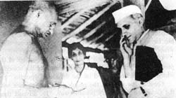 Gandhi with Nehru at Sevagram