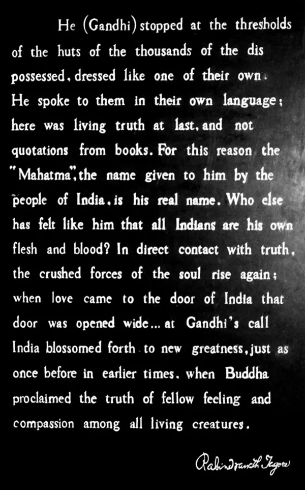 Rabindranath Tagore on Mahatma Gandhi