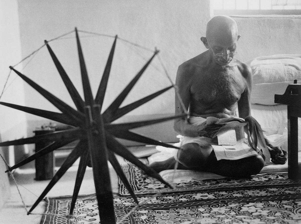 Gandhi and his spinning wheel