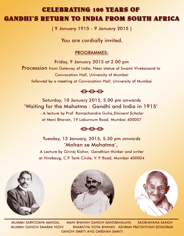 Centenary of Gandhi's return from South Africa