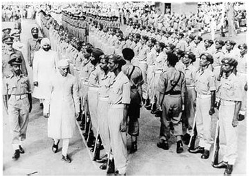 Nehru inspecting Guard of Honour