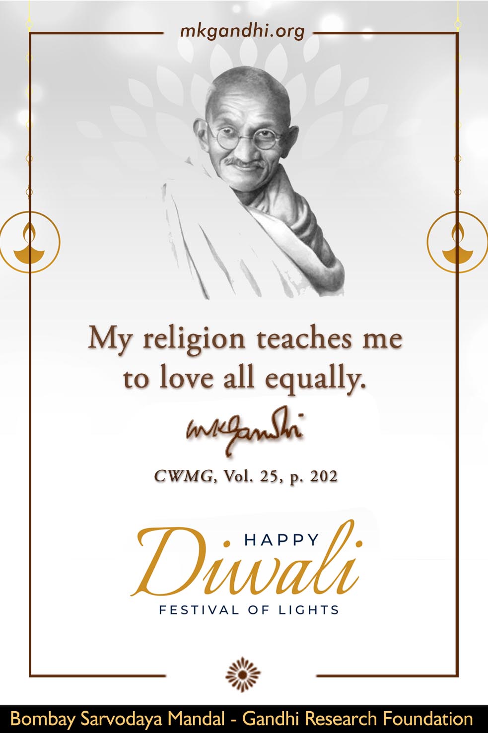 Mahatma Gandhi Quote on Religion, Happy Diwali 2025