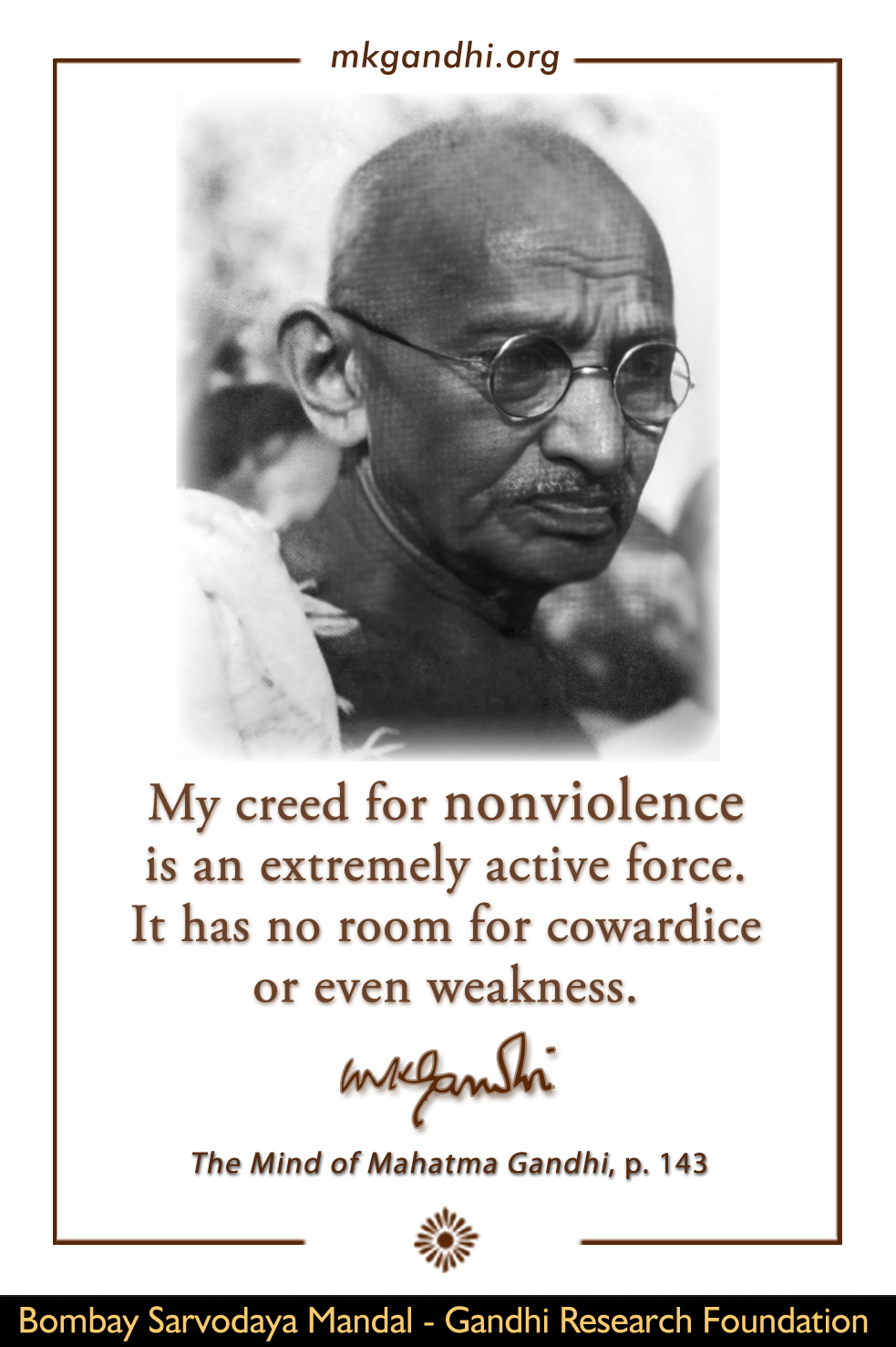 Mahatma Gandhi Quote on Nonviolence, Ahimsa