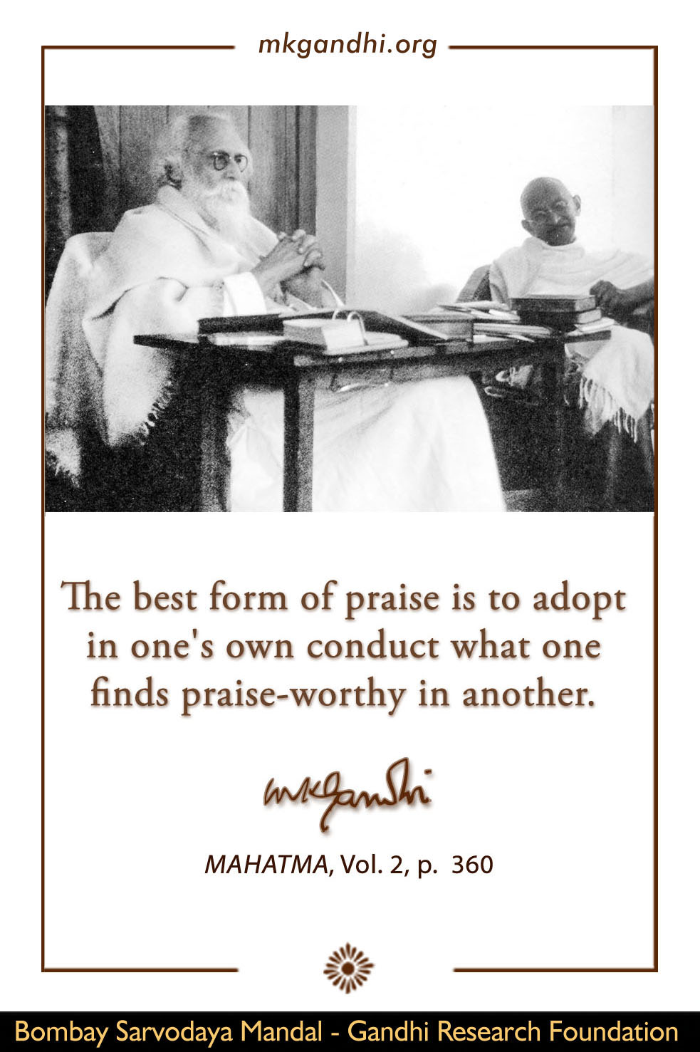 Mahatma Gandhi's views on Praise