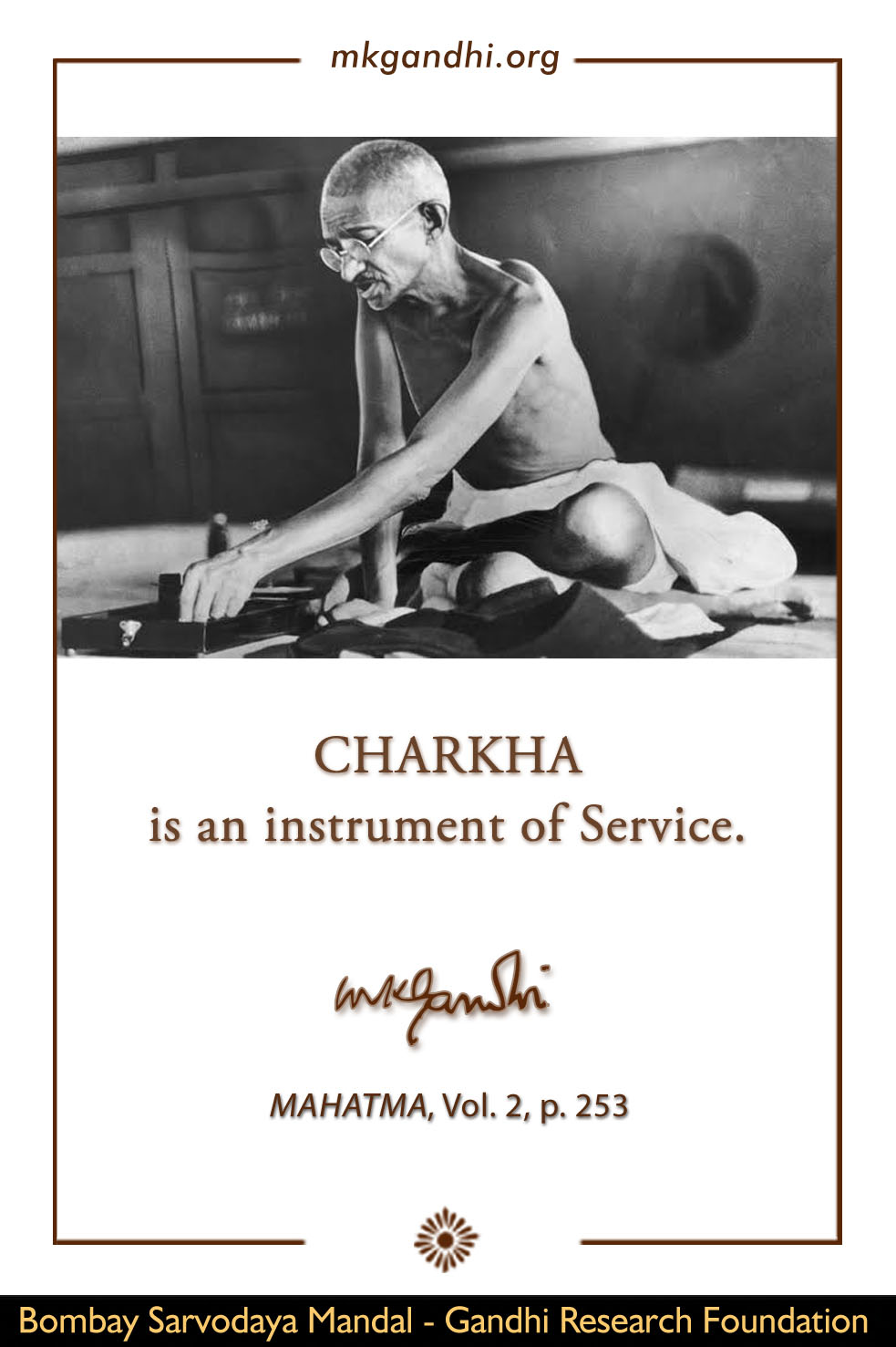 Mahatma Gandhi's views on Charkha, Spinning Wheel
