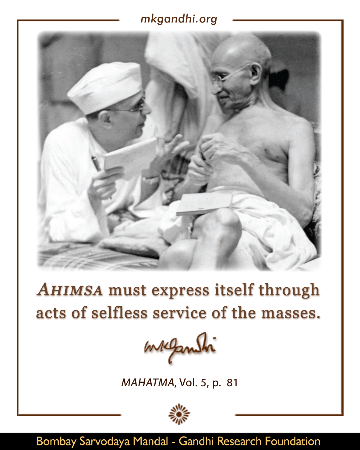 Mahatma Gandhi quotes on Ahimsa, Nonviolence