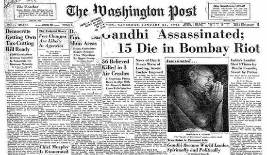 The Washington Post - Gandhi assassinated